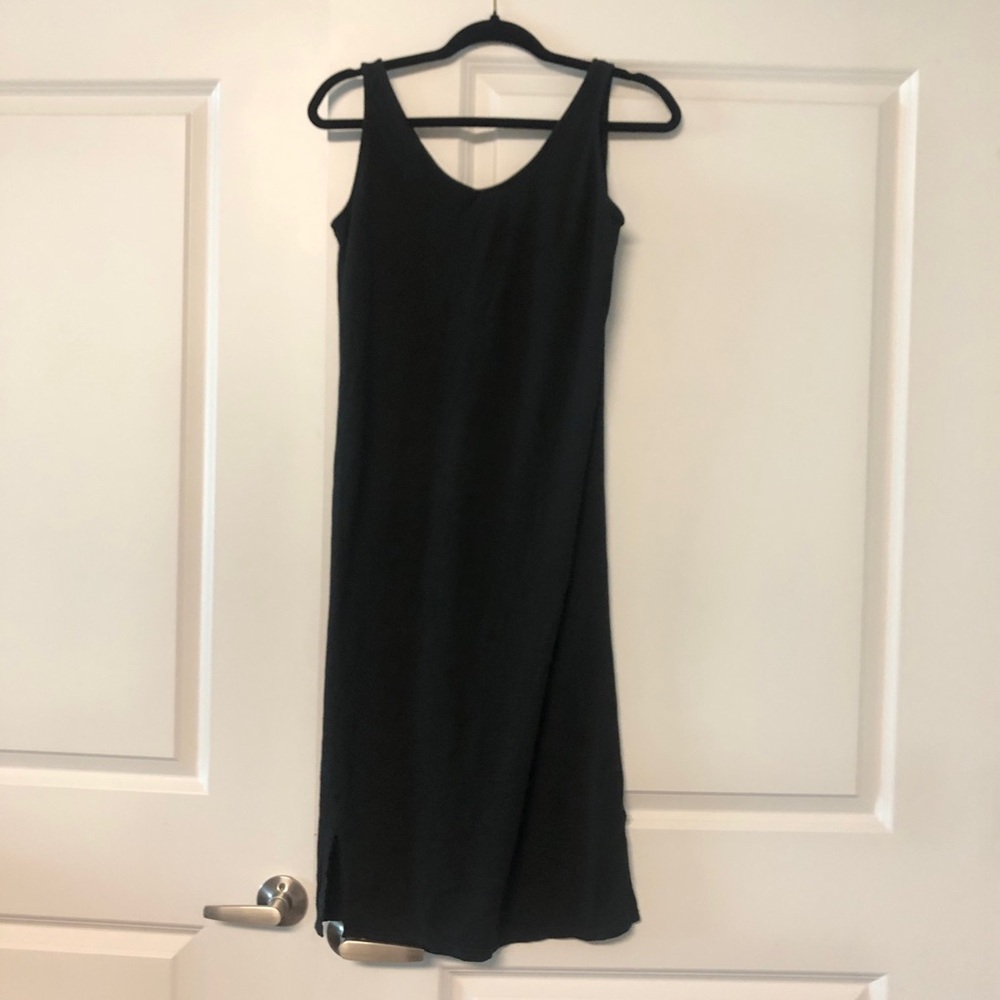 Black Cotton Tank Midi Dress w/ Two Slits Size Small